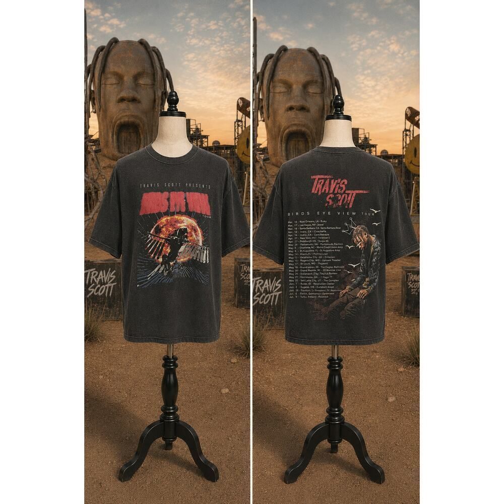 Travis Scott Astroworld Birds Eye View Tour Tee Faded Large